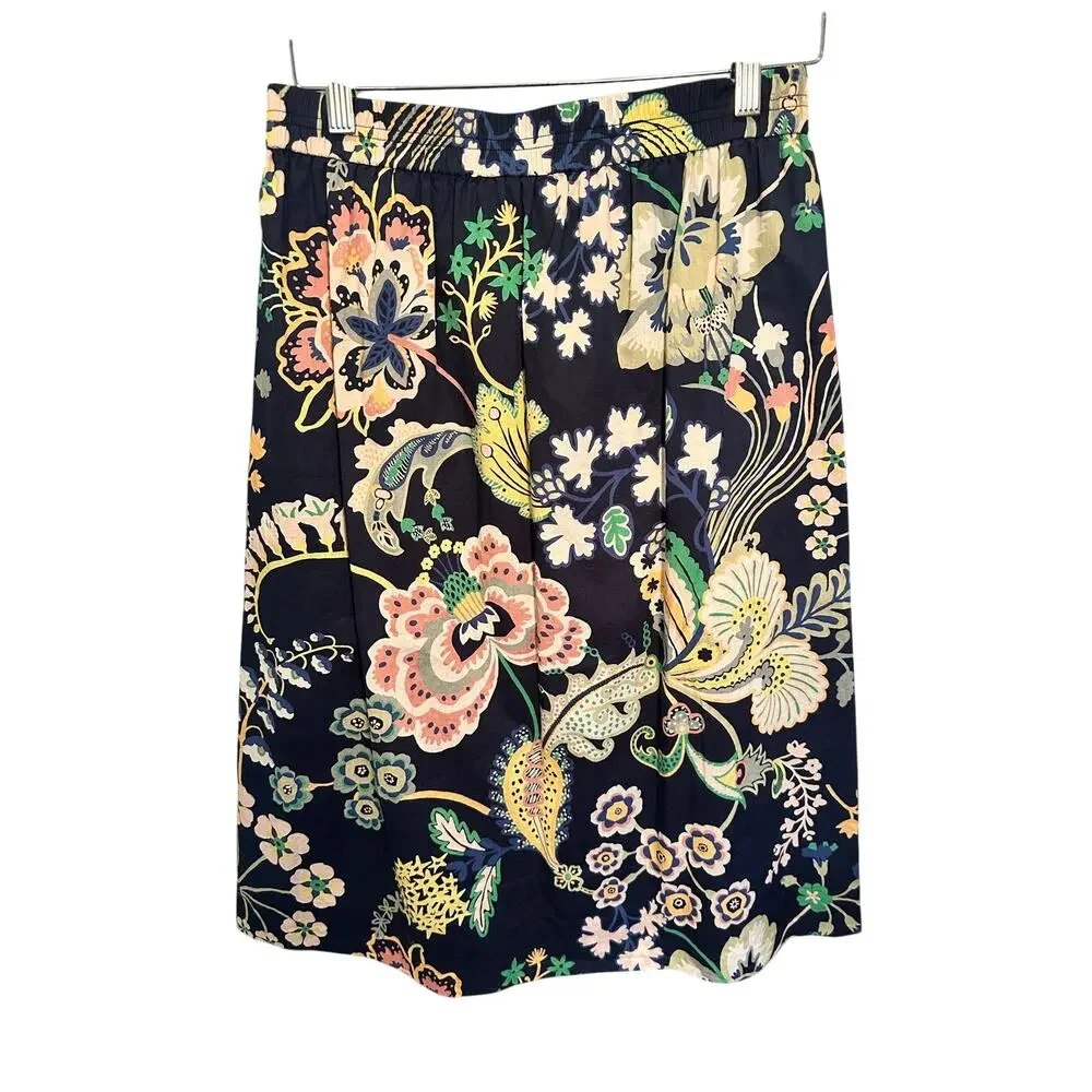 J. Crew Cotton Floral Midi Skirt Size 2